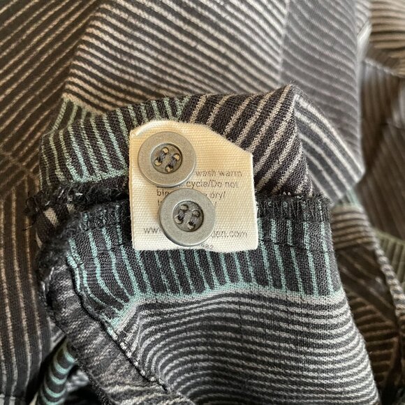 Gudrun Sjoden Black Green White Geometric Linen Print Button-Down Dress Size S - Picture 8 of 8